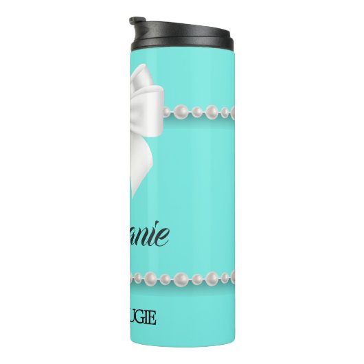 Aqua Elegante Tiffany Pearls Girly Extravagant Bou Thermosbecher (Nach rechts gedreht)