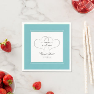 Aqua Elegante Wedding Hearts Forever Love Chic Serviette