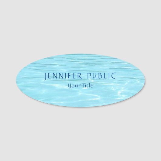Aqua Elegantes modernes Template Nature Blue Water Namensschild (Vorderseite)