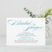 Aqua Elegantes Skript-Brautparty Einladung (Stehend Vorderseite)