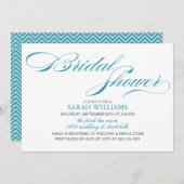 Aqua Elegantes Skript-Brautparty Einladung (Vorne/Hinten)