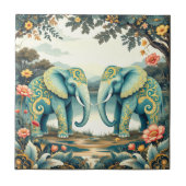 Aqua Elephants Keramik Tile Fliese (Vorderseite)
