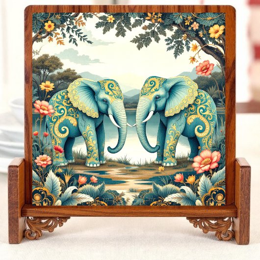 Aqua Elephants Keramik Tile Fliese