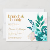 Aqua Emerald Green Watercolor Brautparty Einladung (Vorderseite)