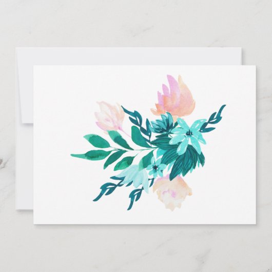 Aqua Emerald Green Watercolor Brautparty Einladung (Rückseite)