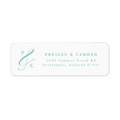 Aqua Et-Zeichen-Monogramm-Rücksende-Adressetikette (Vorne)