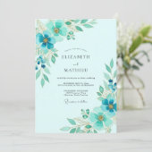 Aqua Ethereal Spring Wedding Einladung (Stehend Vorderseite)