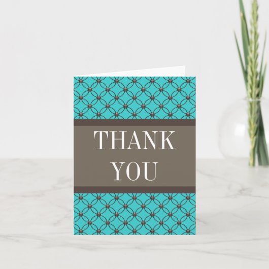 Aqua Extravagant Lattice Danke Karte (Vorderseite)