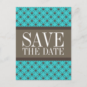Aqua Extravagant Lattice Save the Date Postkarte