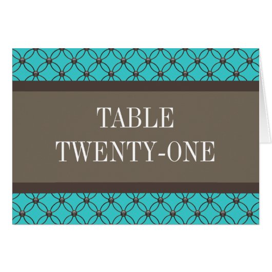 Aqua Extravagant Lattice Tischnummer Card (Vorderseite (Horizontal))