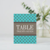 Aqua Extravagant Lattice Tischnummer Postkarte (Stehend Vorderseite)