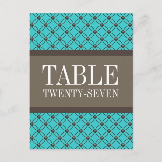 Aqua Extravagant Lattice Tischnummer Postkarte (Vorderseite)