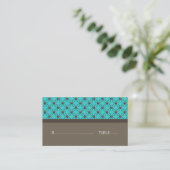 Aqua Extravagant Lattice Wedding Platzkarten (Stehend Vorderseite)