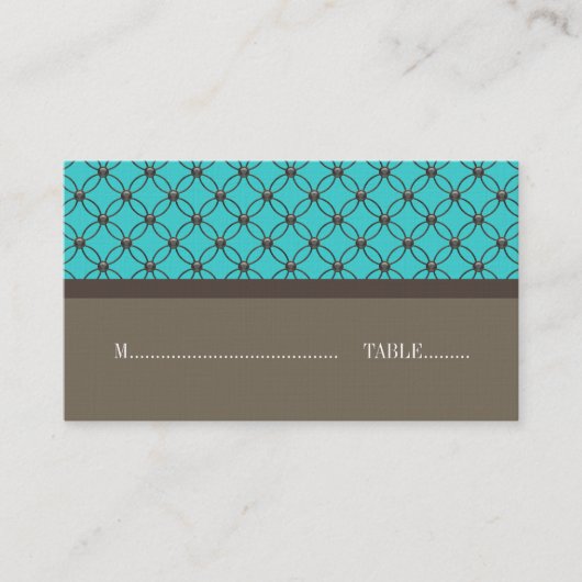 Aqua Extravagant Lattice Wedding Platzkarten (Vorderseite)