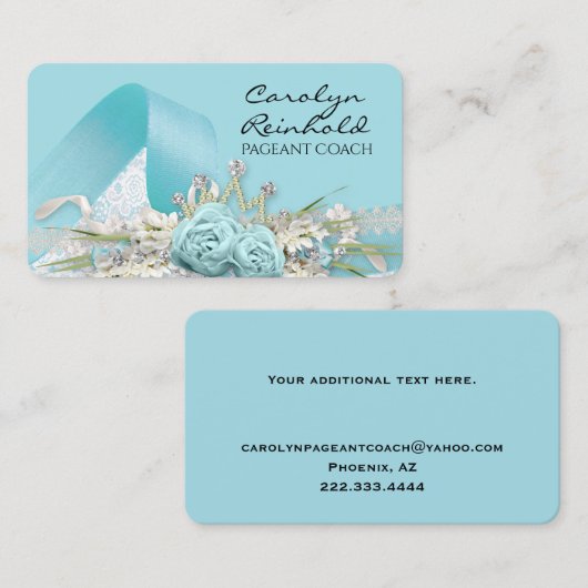 Aqua Extravagant Pageant Coach Business Card Visitenkarte (Vorne/Hinten)
