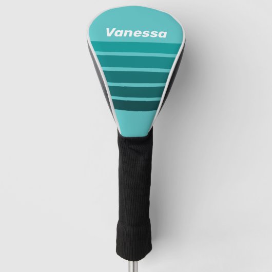 Aqua Fade Across Striping with Name Golf Headcover (Vorderseite)