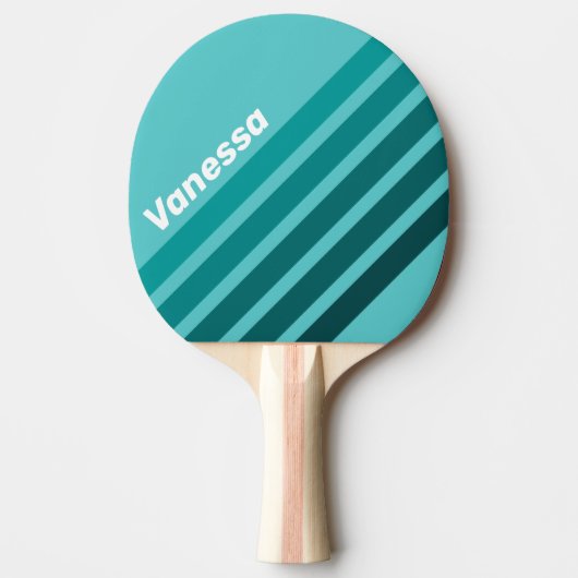Aqua Fade Angled Striping with Name Tischtennis Schläger (Vorderseite)