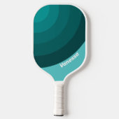Aqua Fade Circle Stripe with Name Pickleball Schläger (Rückseite)