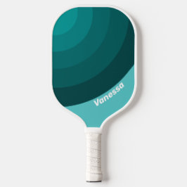Aqua Fade Circle Stripe with Name Pickleball Schläger