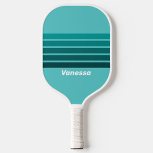 Aqua-Fade mit Streifen und Namen Pickleball Schläger