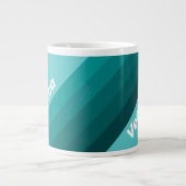 Aqua Fade Stripes with Name Jumbo-Tasse (Vorderseite)