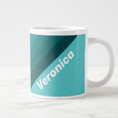 Aqua Fade Stripes with Name Jumbo-Tasse (Rechts)