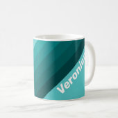 Aqua Fade Stripes with Name Kaffeetasse (VorderseiteRechts)