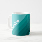 Aqua Fade Stripes with Name Kaffeetasse (Vorderseite Links)