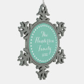 Aqua Family Monogram Keepake Holiday Ornament (Links)