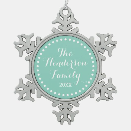 Aqua Family Monogram Keepake Holiday Ornament (Vorderseite)