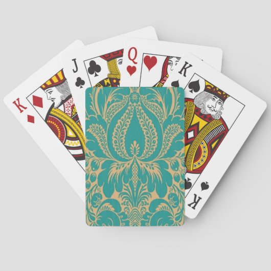 Aqua Fantasy Floral Playing Cards Spielkarten (Rückseite)