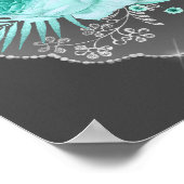 Aqua Fantasy Floral Poster (Ecke)