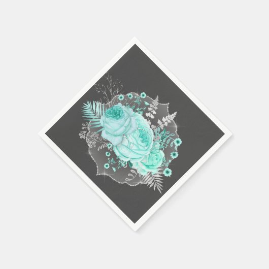 Aqua Fantasy Floral Serviette (Ecke)