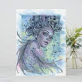 Aqua Fantasy Nymph Mermaid Female Art Card (Stehend Vorderseite)