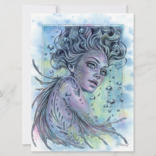 Aqua Fantasy Nymph Mermaid Female Art Card (Vorderseite)