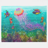 Aqua Fantasy Szene mit Qualle Fleece Blanket (Vorderseite (Horizontal))