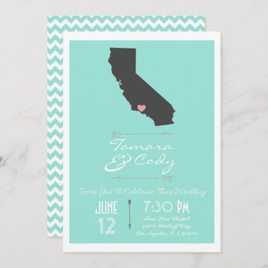 Aqua farbige Hochzeits-Einladung Venturas Einladung (Vorne/Hinten)