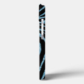 Aqua Faux Glitter Zebra Print Case-Mate iPhone Hülle (Rückseite / Links)