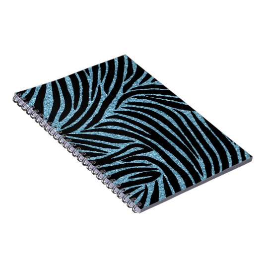 Aqua Faux Glitter Zebra Print Notizblock (Rechte Seite)