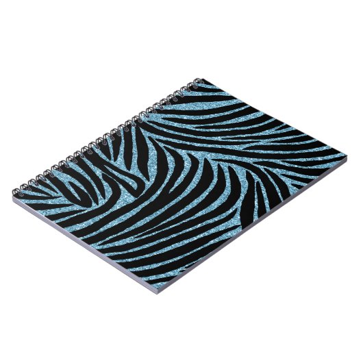 Aqua Faux Glitter Zebra Print Notizblock (Linke Seite)