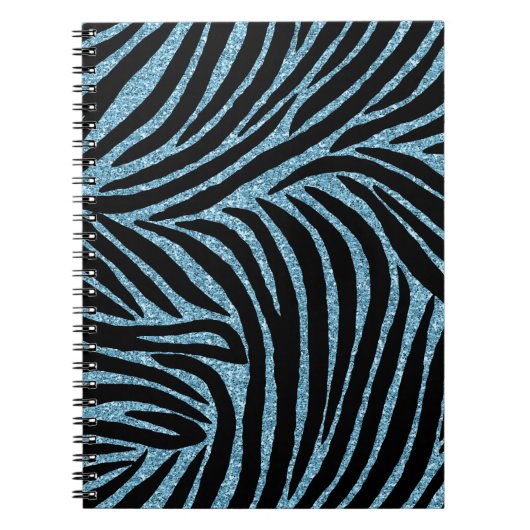 Aqua Faux Glitter Zebra Print Notizblock (Vorderseite)