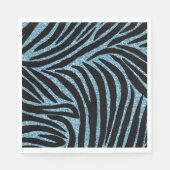Aqua Faux Glitter Zebra Print Serviette (Vorderseite)