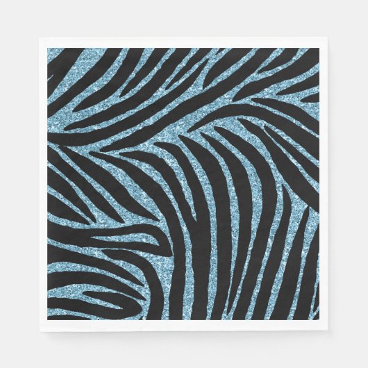 Aqua Faux Glitter Zebra Print Serviette (Vorderseite)