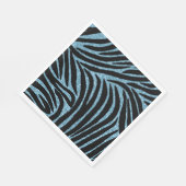Aqua Faux Glitter Zebra Print Serviette (Ecke)