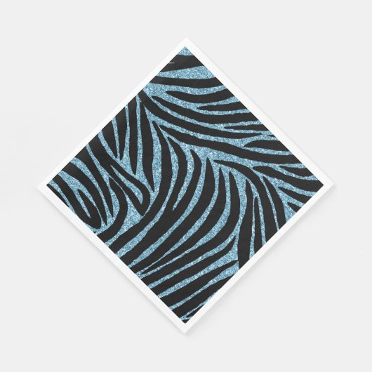 Aqua Faux Glitter Zebra Print Serviette (Ecke)