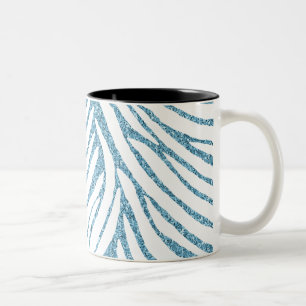 Aqua Faux Glitter Zebra Print Zweifarbige Tasse