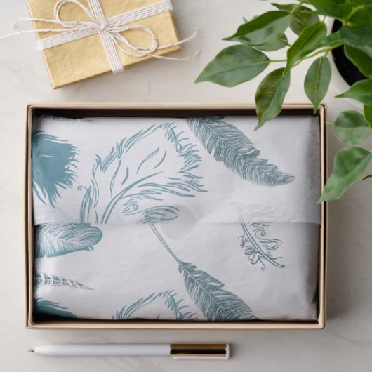 Aqua Feathers Seidenpapier (Geschenk)