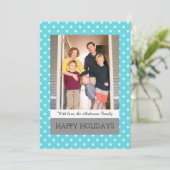 Aqua Festive Stars Foto Lounge Karte (Stehend Vorderseite)