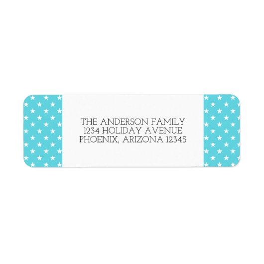 Aqua Festive Stars Holiday Address Labels (Vorne)