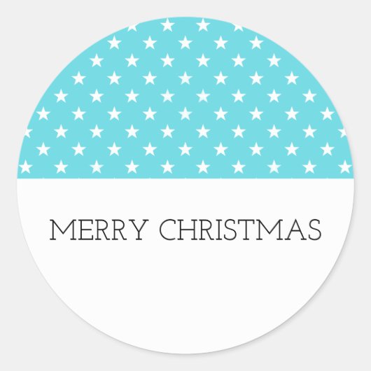 Aqua Festive Stars Weihnachtsaufkleber Runder Aufkleber (Vorderseite)